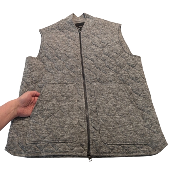 Banana Republic Quilted Brush Gray Heathered Zip Front Vest Pockets Men's Large - Picture 4 of 8